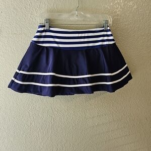 Beach Worthy! Navy and White Striped Swim Skirt XL